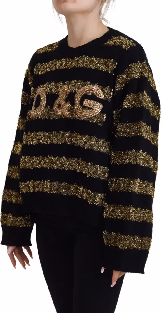 Dolce & Gabbana Black Gold D&G Crystal Cashmere Sweater