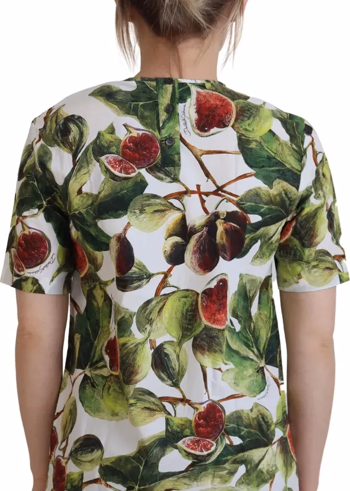 Dolce & Gabbana Crew-neck Cotton Top Blouse Fruit T-shirt