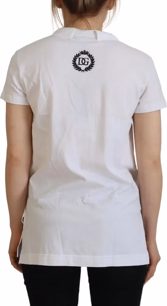 Dolce & Gabbana White Short Sleeve V-neck Cotton Top Blouse T-shirt