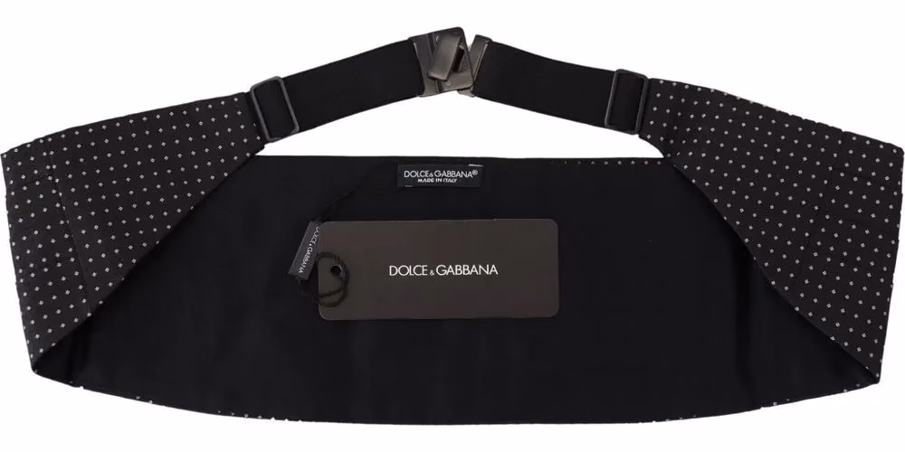 Dolce & Gabbana Black Polka Dot Wide Waist Men Belt Cummerband