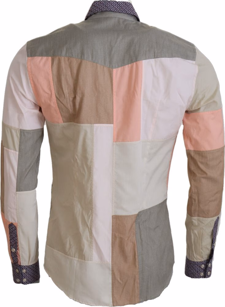 Dolce & Gabbana Multicolor Cotton Patchwork Slim Shirt