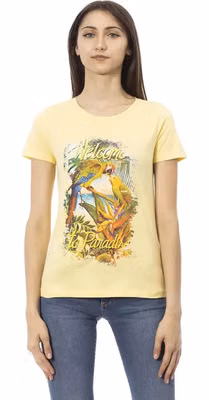 Yellow Cotton Women T-Shirt