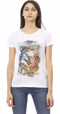 White Cotton Women T-Shirt