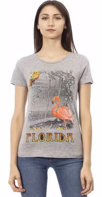 Gray Cotton Women T-Shirt