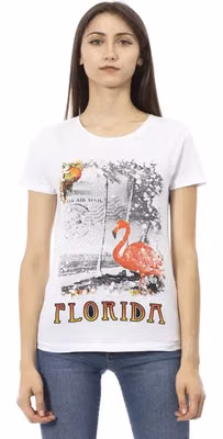 White Cotton Women T-Shirt