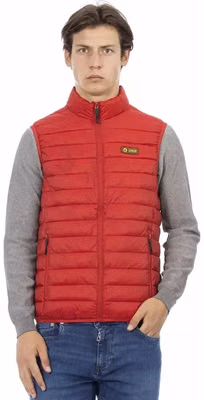 Red Polyester Men's Sleeveless Jacket