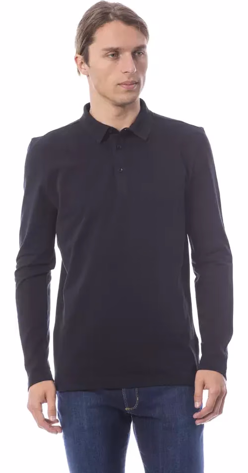 Verri Black Cotton Men Polo Shirt Long Sleeve