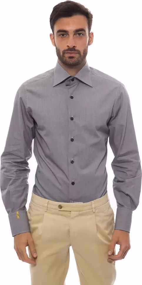 Billionaire Italian Couture Black Cotton Men Shirt