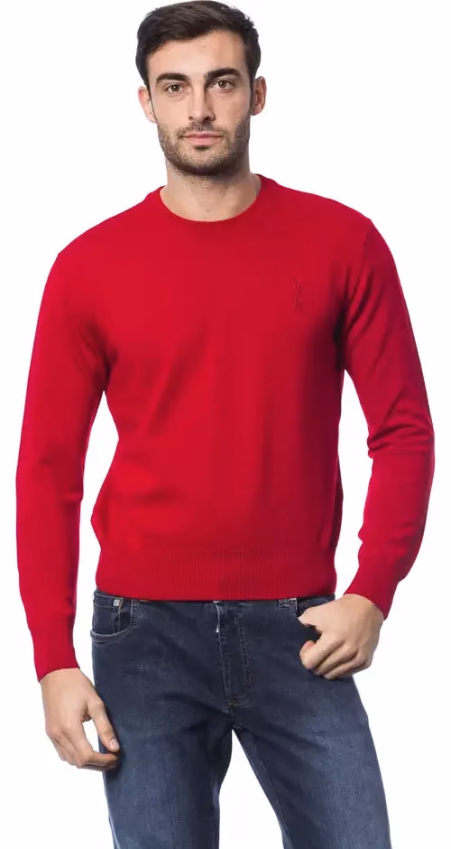 Billionaire Italian Couture Red Merino Wool Men Sweater