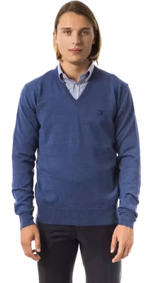 Blue Merino Wool Men's Sweater