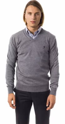 Gray Merino Wool Men Sweater