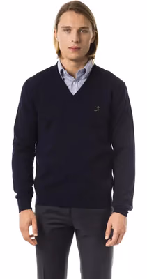 Blue Merino Wool Men Sweater