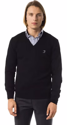 Black Merino Wool Men Sweater