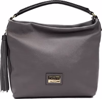 Gray Leather Women Shoulder Bag