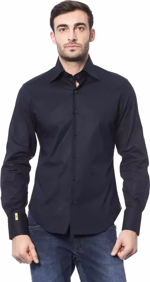 Billionaire Italian Couture Blue Cotton Men Shirt
