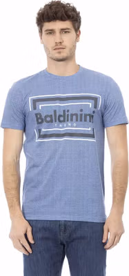 Light Blue Cotton Men T-Shirt