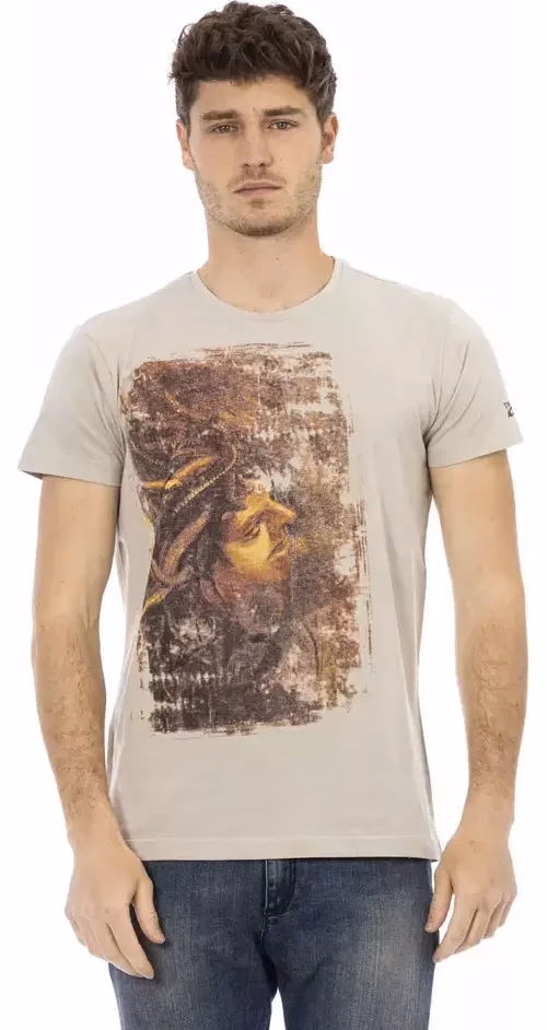 Trussardi Action Beige Cotton Men T-Shirt