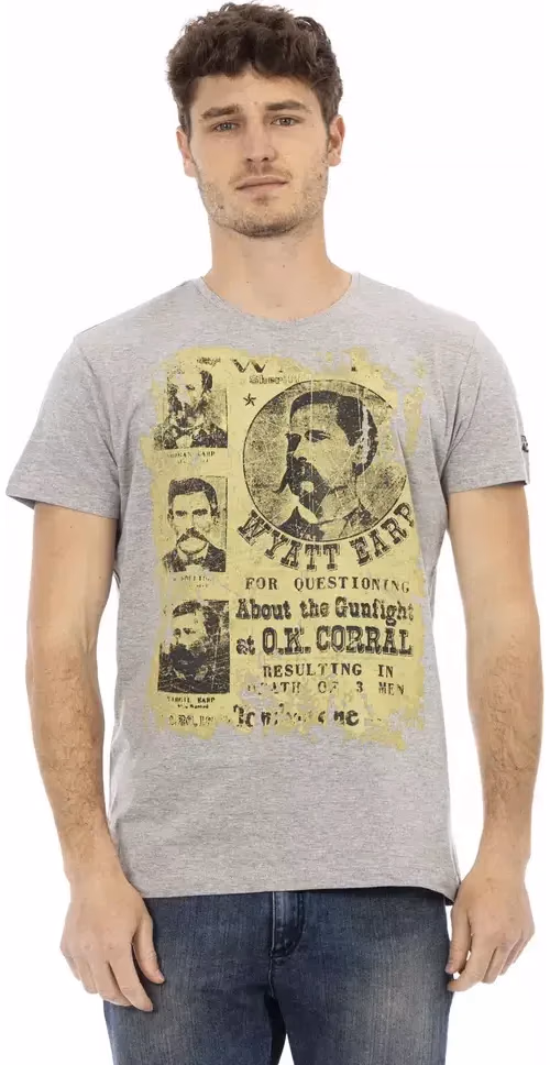 Trussardi Action Gray Cotton Men T-Shirt