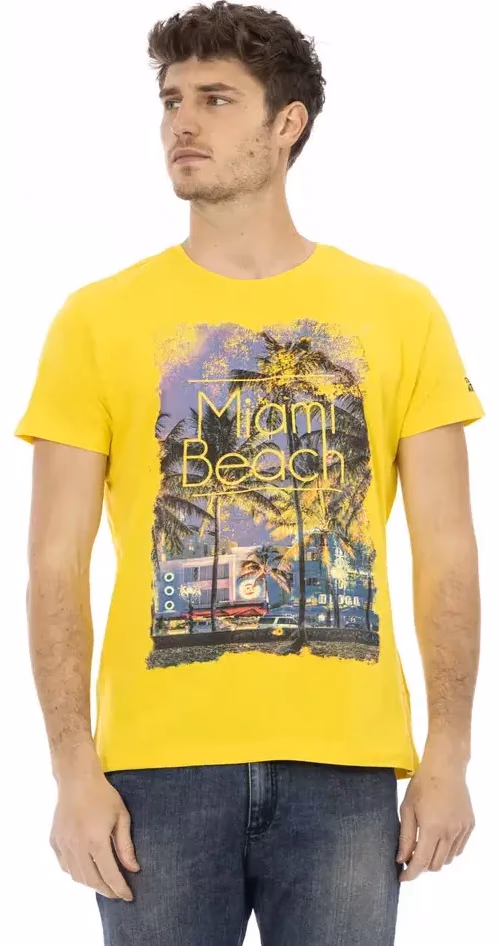 Trussardi Action Yellow Cotton Men T-Shirt