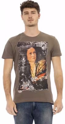 Brown Cotton Men T-Shirt