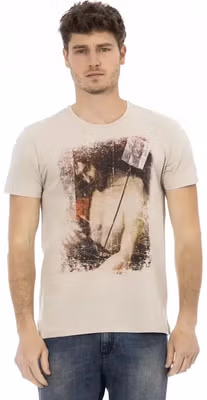 Beige Cotton Men T-Shirt