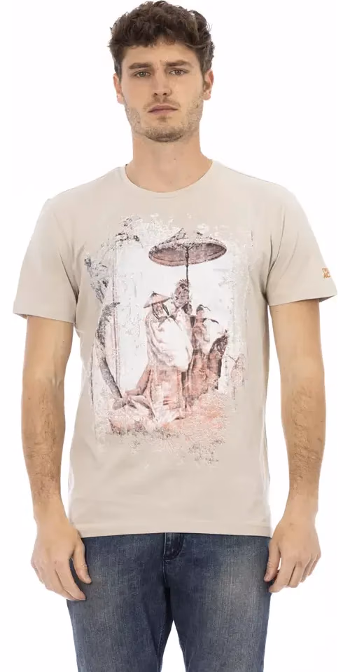 Trussardi Action Beige Cotton Men T-Shirt