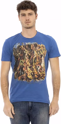Blue Cotton Men T-Shirt