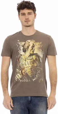 Brown Cotton Men T-Shirt