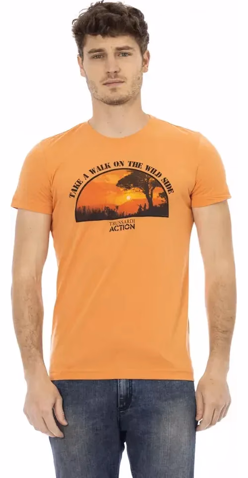 Trussardi Action Orange Cotton Men T-Shirt