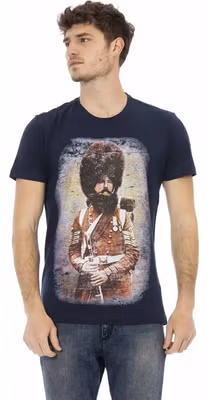 Blue Cotton Men T-Shirt