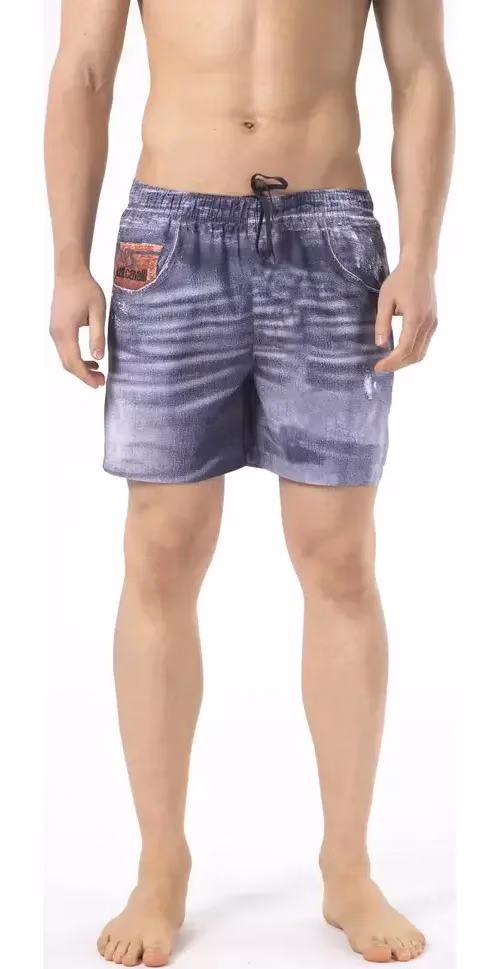 Just Cavalli Blue Polyester Men Swimwear Short