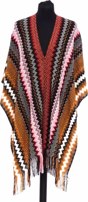 Multicolor Wool Women Poncho