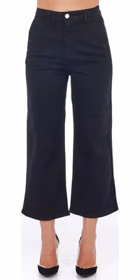 Black Cotton Women Cropped Trouser