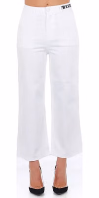 White Cotton Women Cropped Trouser