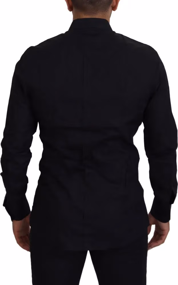 Dolce & Gabbana Black Gold Crown Slim Fit Dress Formal Shirt