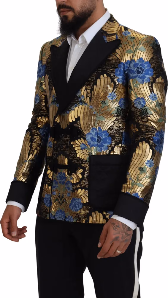 Dolce & Gabbana Gold Lurex Double Breasted Jacket Blazer