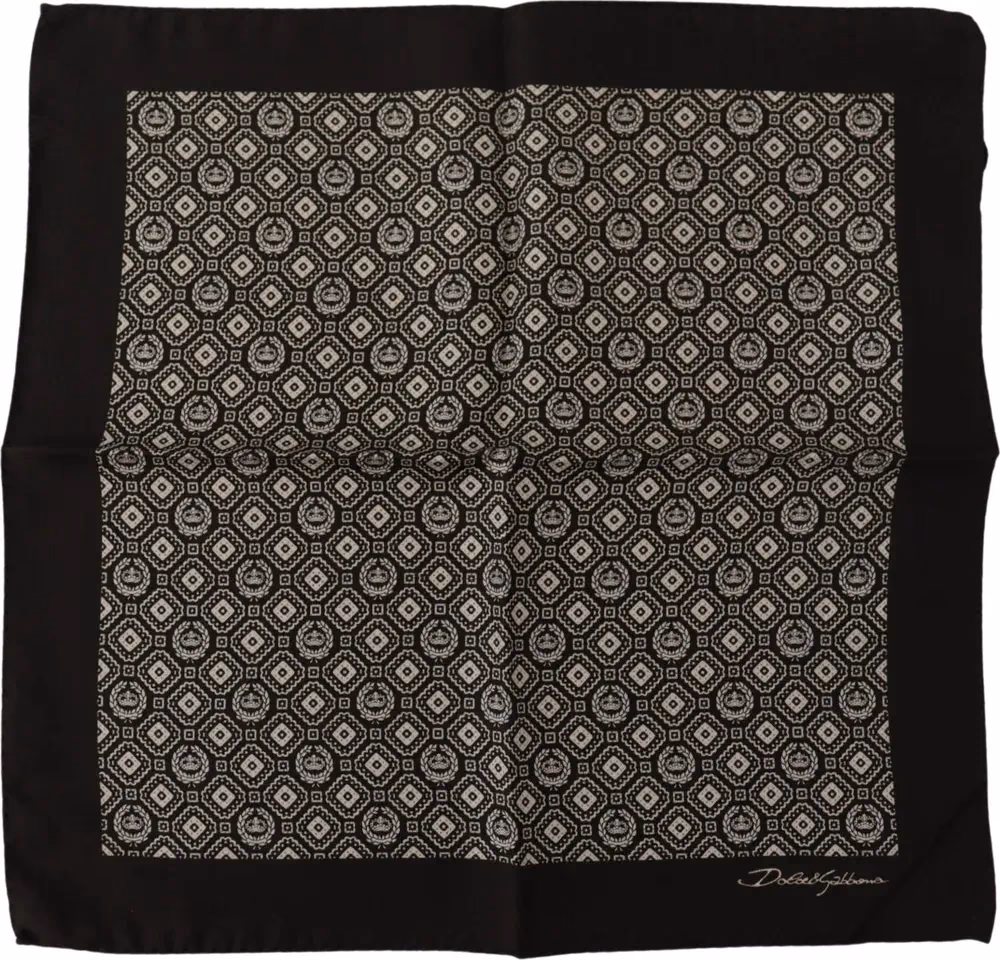 Dolce & Gabbana Black Patterned DG Logo Square Handkerchief Scarf