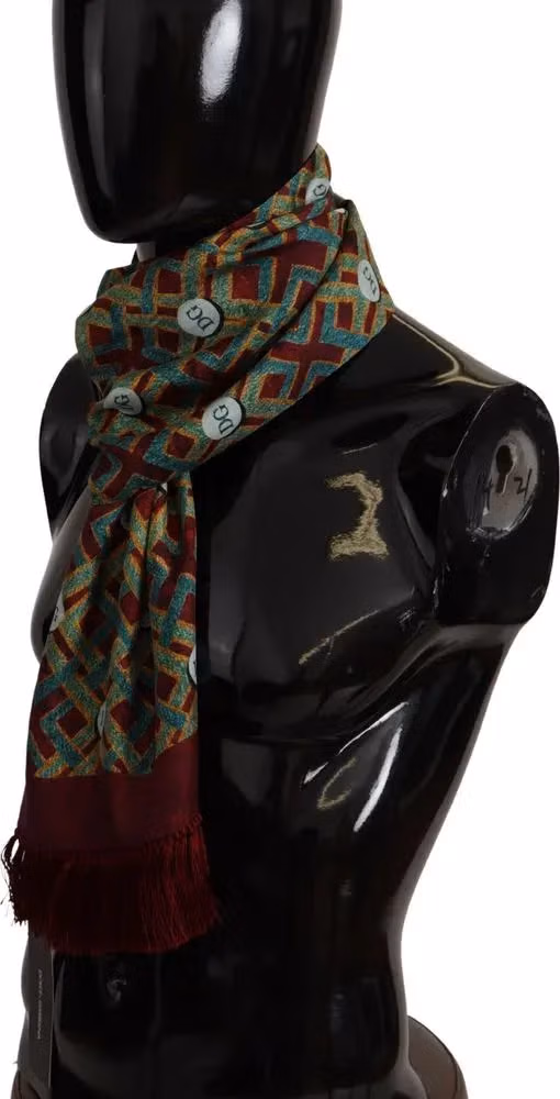 Dolce & Gabbana Multicolor DG Logo Shawl Warm Neck Wrap Fringe Scarf