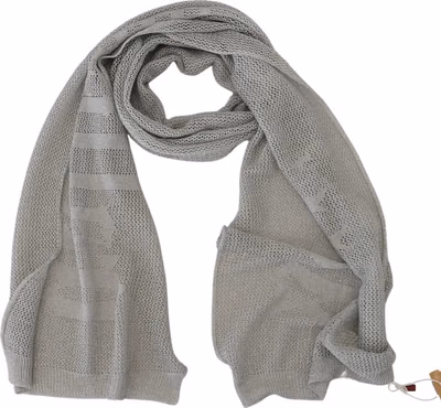 Gray Logo Knitted Neck Wrap Shawl Foulard Scarf