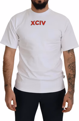 White Logo Print Cotton Short Sleeves T-shirt