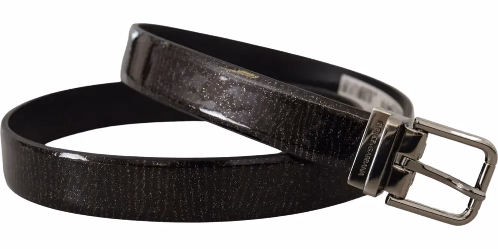 Dolce & Gabbana Black Leather Vernice Metal Buckle Belt