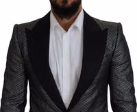 Dark Gray Silver Jacquard Slim Fit Jacket Blazer 1