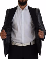 Dark Gray Silver Jacquard Slim Fit Jacket Blazer 2