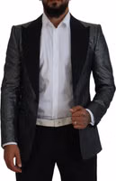 Dark Gray Silver Jacquard Slim Fit Jacket Blazer 3