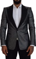 Dark Gray Silver Jacquard Slim Fit Jacket Blazer 4