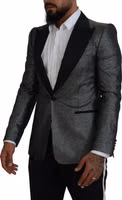 Dark Gray Silver Jacquard Slim Fit Jacket Blazer 5
