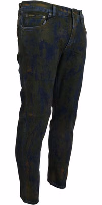 Blue Green Skinny Cotton Denim Jeans