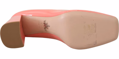 Pink Patent Leather Block Heels Pumps Classic
