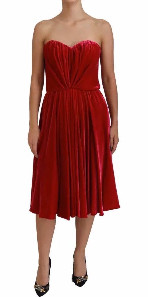 Dolce & Gabbana Pink Viscose Stretch Strapless A-line Dress