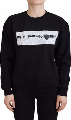 Black Printed Long Sleeves Pullover Sweater